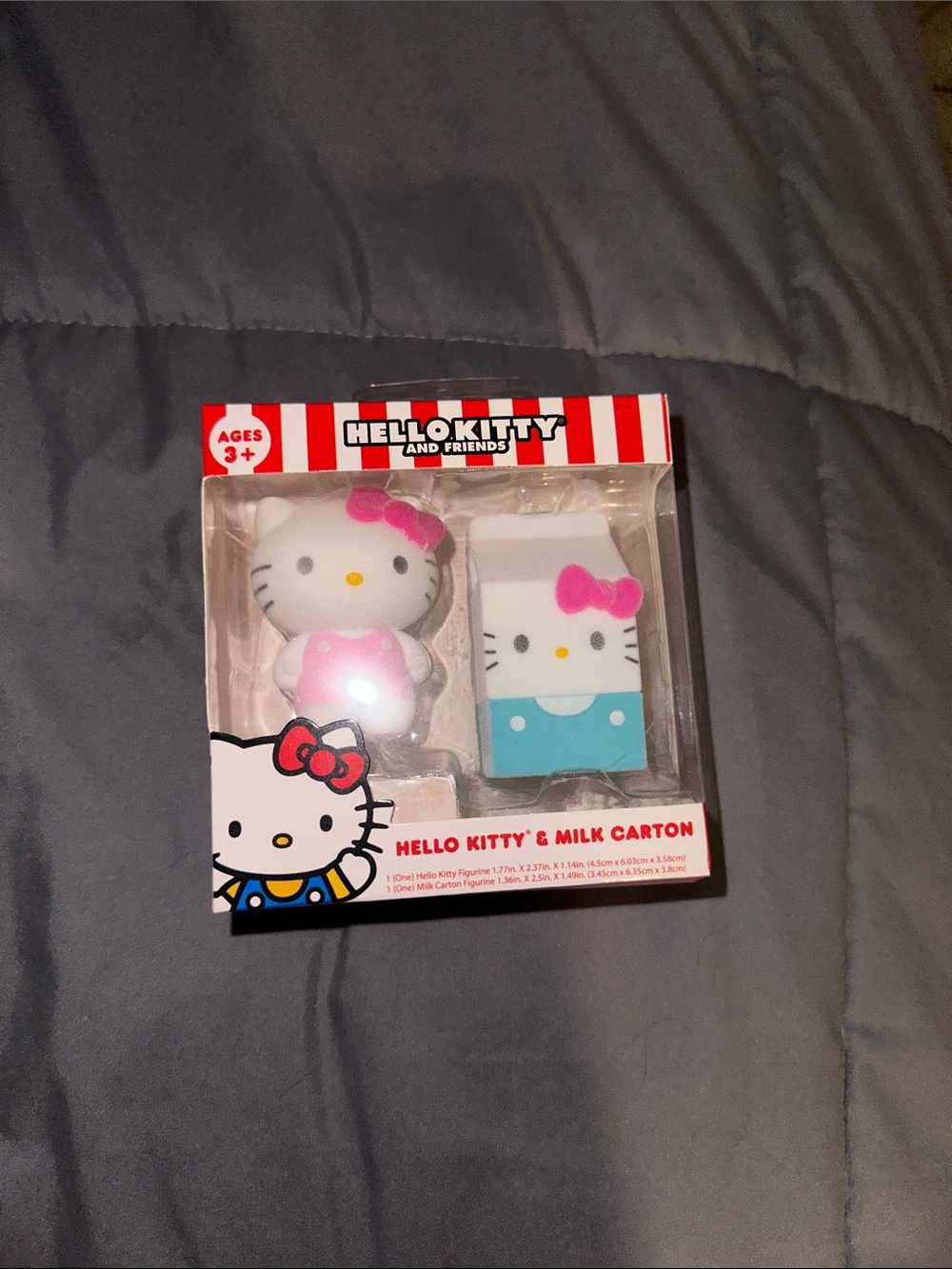 Hello Kitty Pink & White Figure Set with Blue Milk Carton